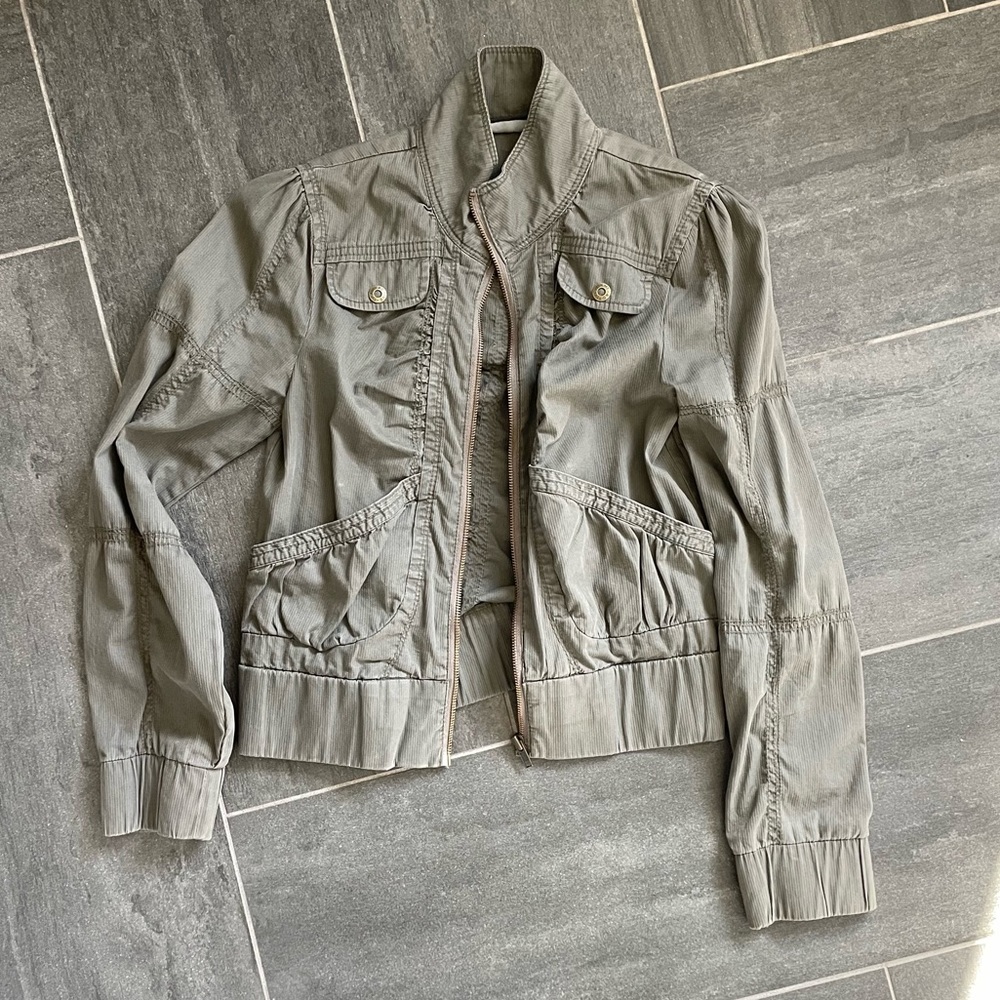 DKNY Olive Green Utility Zip Jacket
